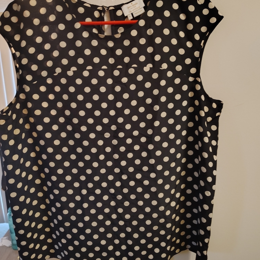 Dark blue almost black tank with tan polka dots dress shirt Kate Spade size XL - Picture 4 of 6